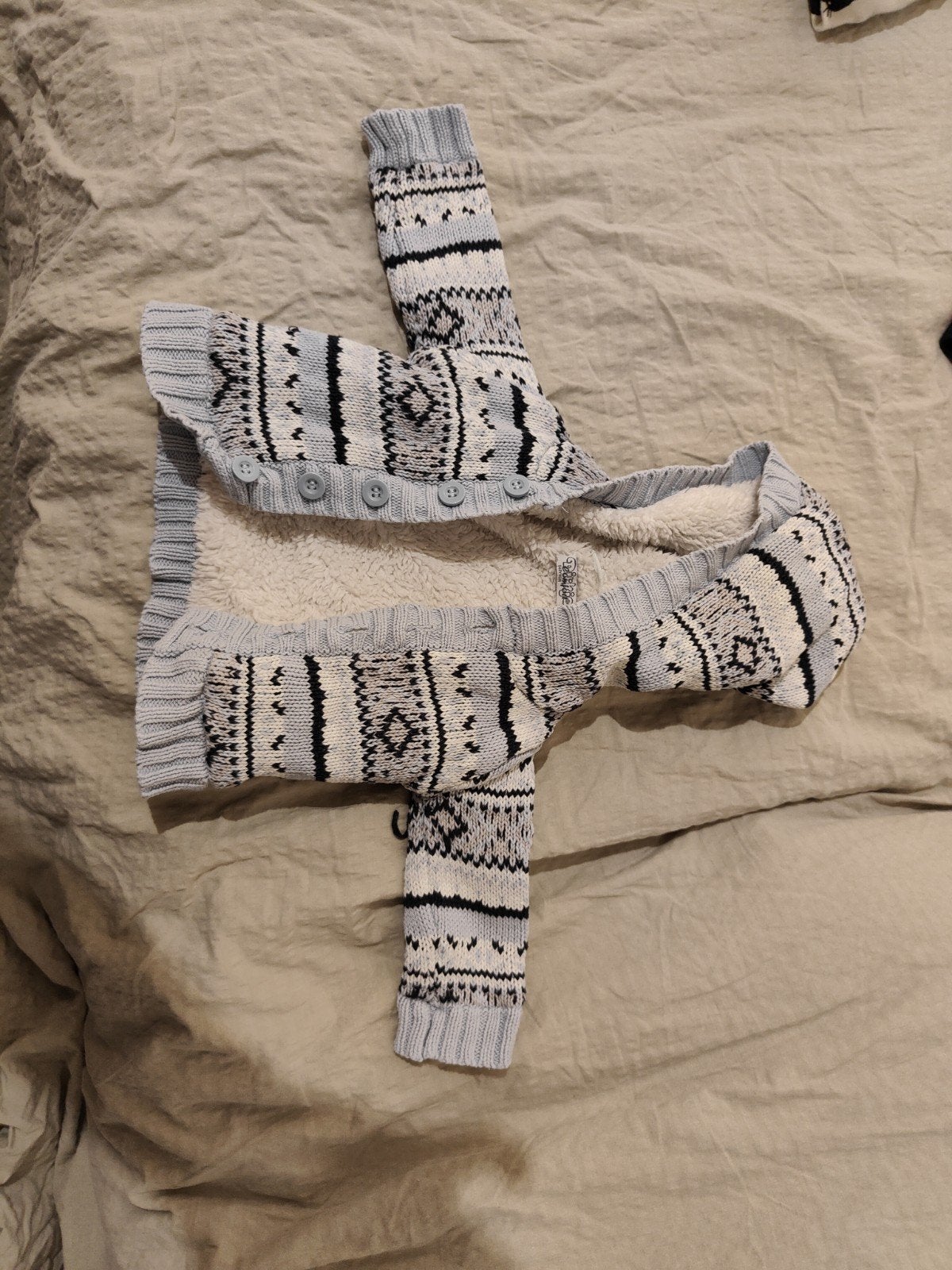 Warme gebreide babyvest met capuchon - maat 56/1M, Ophalen of Verzenden, Zo goed als nieuw, Diddidog Babywear, Jongetje of Meisje