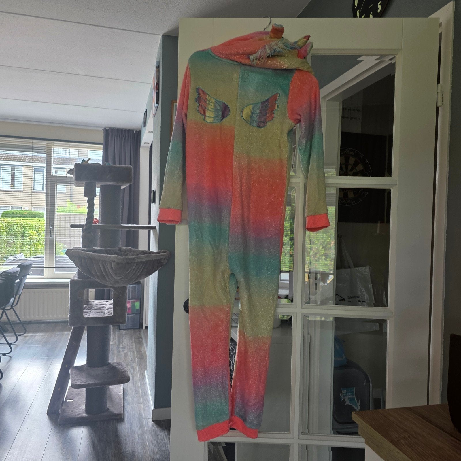 Onesie eenhoorn regenboog kleur maat 158, Nacht- of Onderkleding, Gebruikt, Meisje, Ophalen of Verzenden