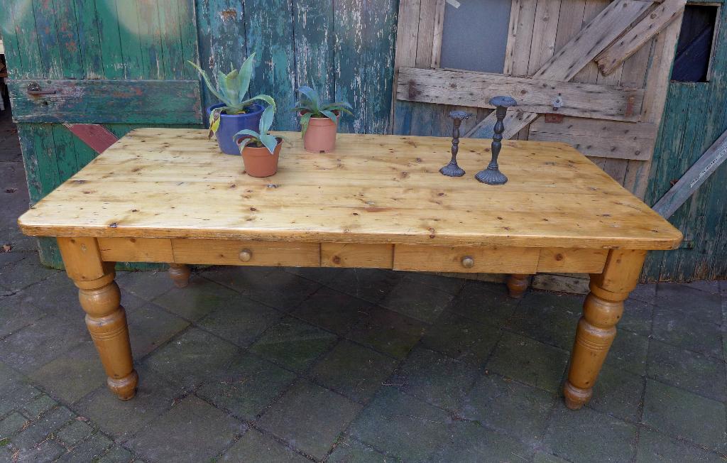 Prachtige landelijke grenen  eettafel 200 bij 100 cm, Ophalen, Landelijk grenen robuust rustiek, Onbekend, 50 tot 100 cm