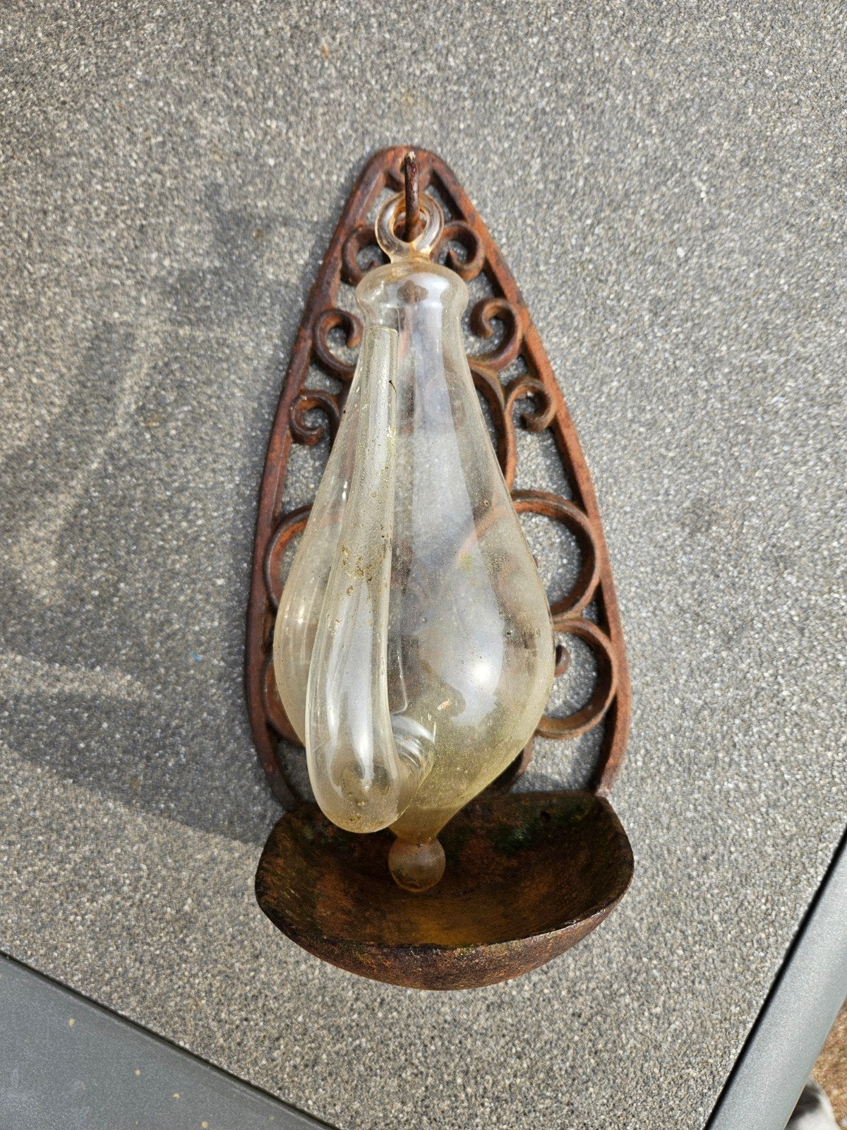 Antieke Barometer/Stormglas op Smeedijzeren Houder, Ophalen of Verzenden