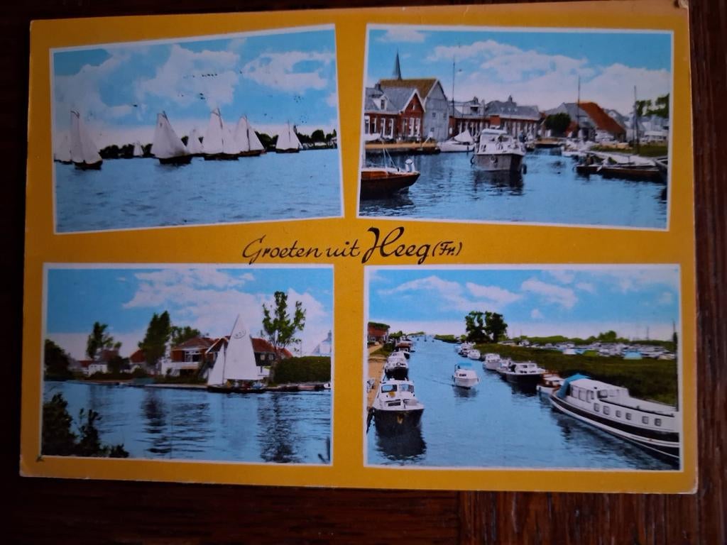 Heeg met o.a. zeilboten en plezier vaartuigen, Verzenden, Gelopen, Friesland