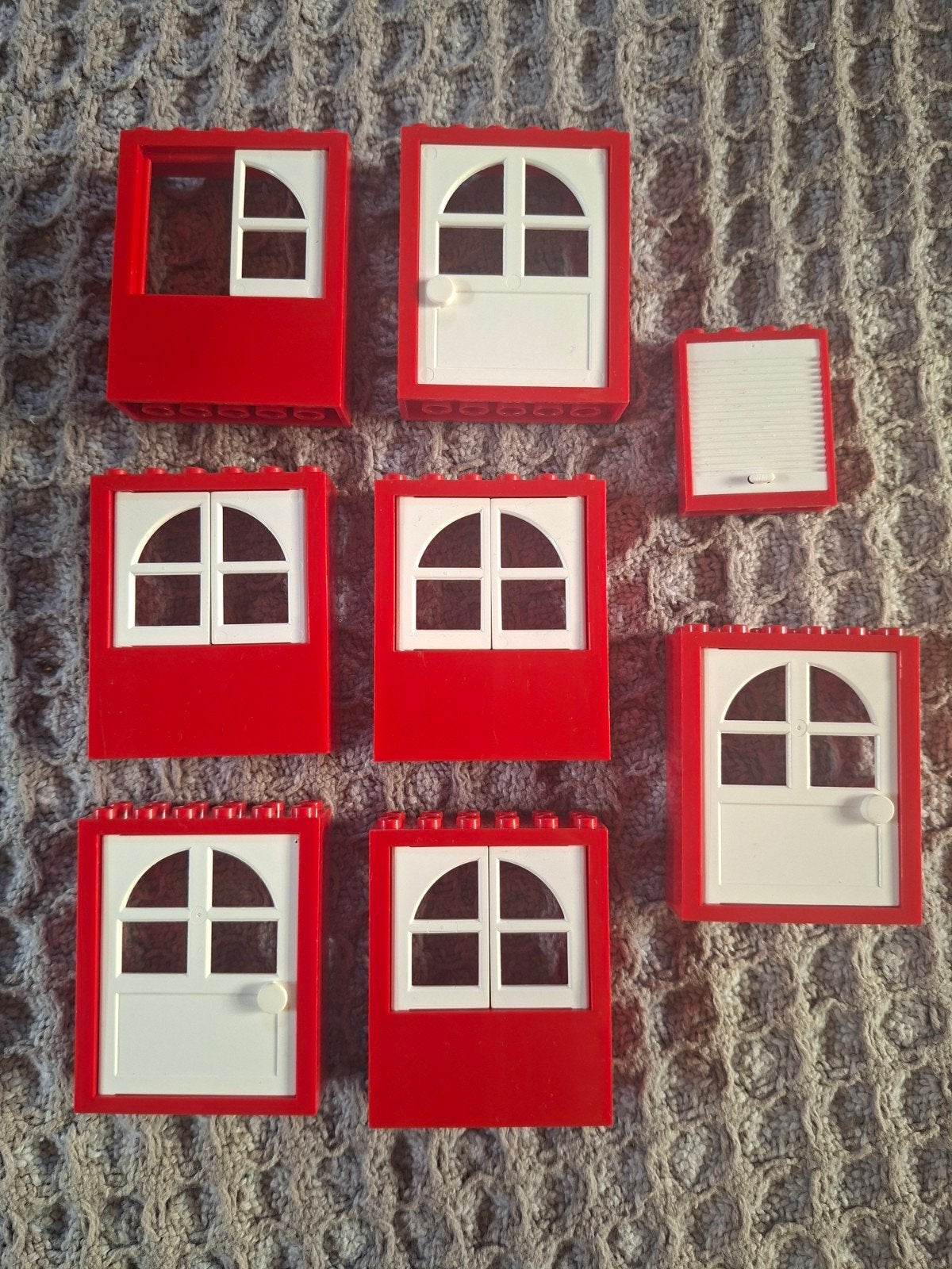 8x deur raam ruit kozijn lego vintage rood wit, Gebruikt, Overige thema's, Lego, Accessoire