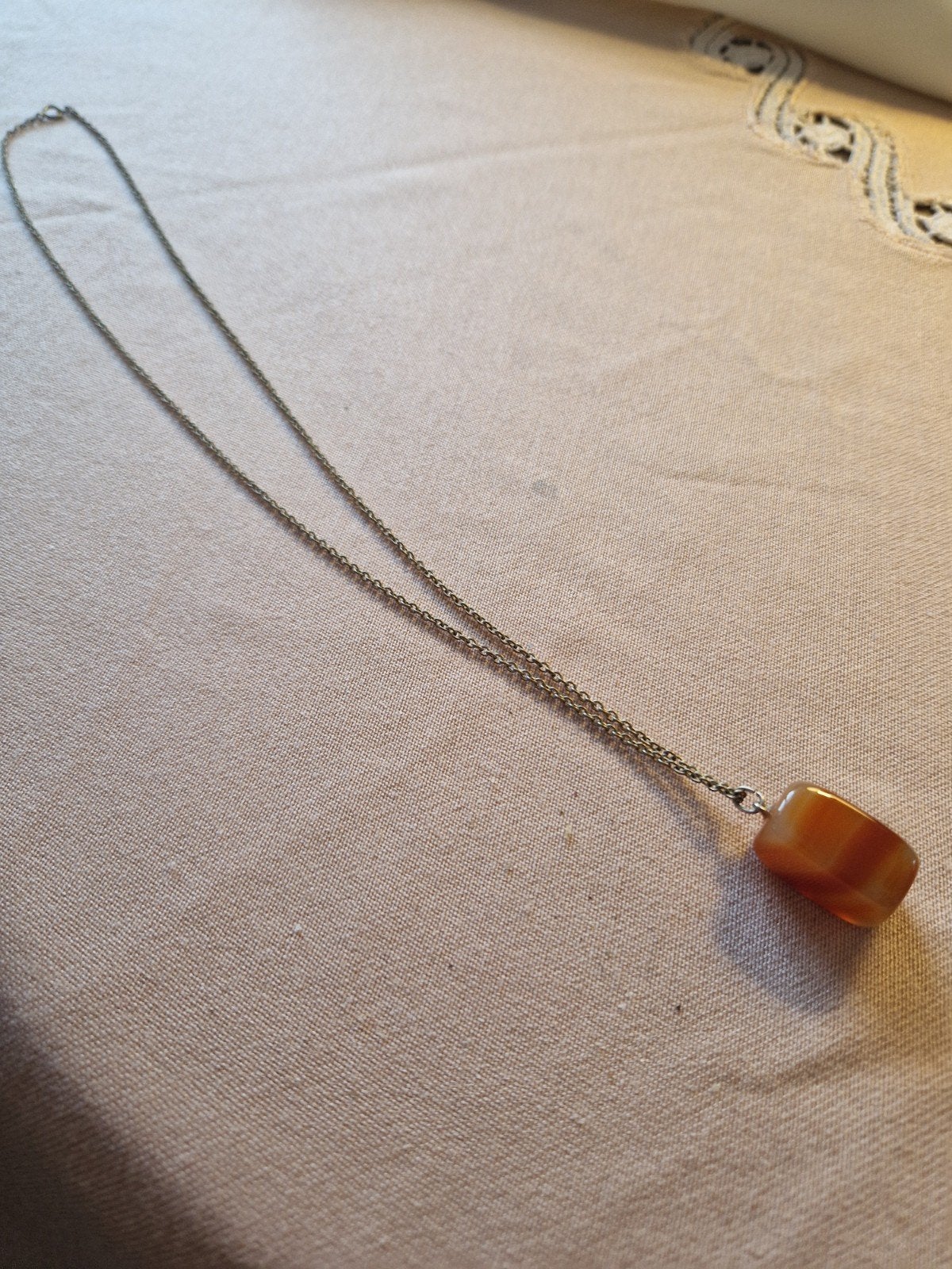 barnsteen ketting, Ophalen, Zo goed als nieuw, Bruin, Steen of Mineraal