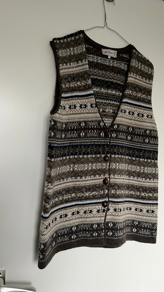 Elitair Vintage gebreid vestje/ gilet wol engels preppy, Ophalen of Verzenden, Zo goed als nieuw, Beige