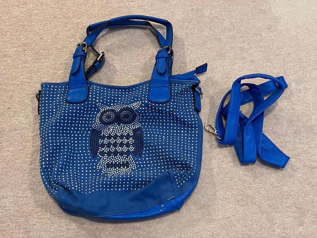 Tas met uil, Ophalen of Verzenden, Zo goed als nieuw, Blauw, Handtas