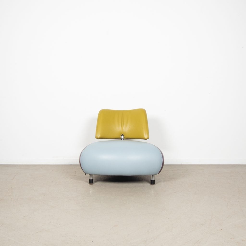 Leolux Pallone Pa Fauteuil Groen/Blauw/Paars Leer, Niet ingevuld, Niet ingevuld, Leer, Zo goed als nieuw