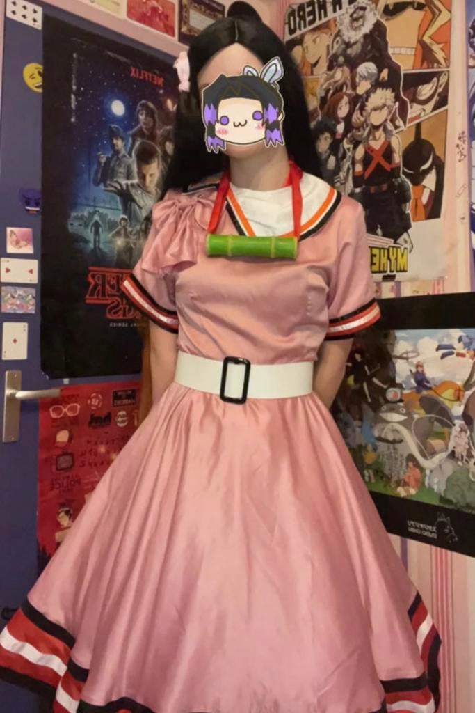 Nezuko kamado vintage 50s cosplay maat 36/S Kimetsu no yaiba, Ophalen of Verzenden, Zo goed als nieuw, Pak of Jurk