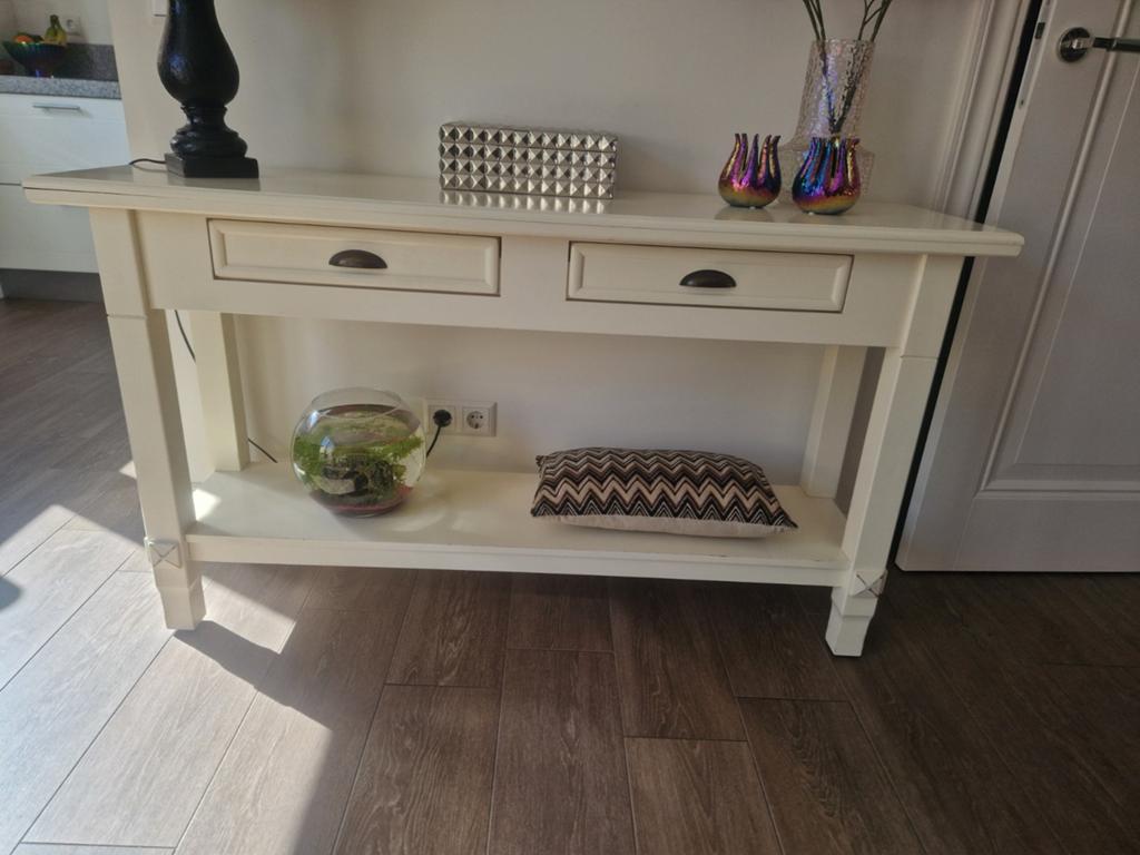 Sidetable / haltafel / wandtafel landelijk, Huis en Inrichting, Ophalen, Gebruikt, 100 tot 150 cm, 25 tot 50 cm
