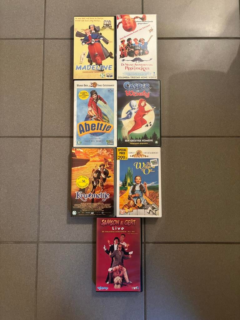 VHS-banden Kinderfilms - Samson & Gert, Abeltje, Kruimeltje, Cd's en Dvd's, VHS | Kinderen en Jeugd, Alle leeftijden, Kinderprogramma's en -films