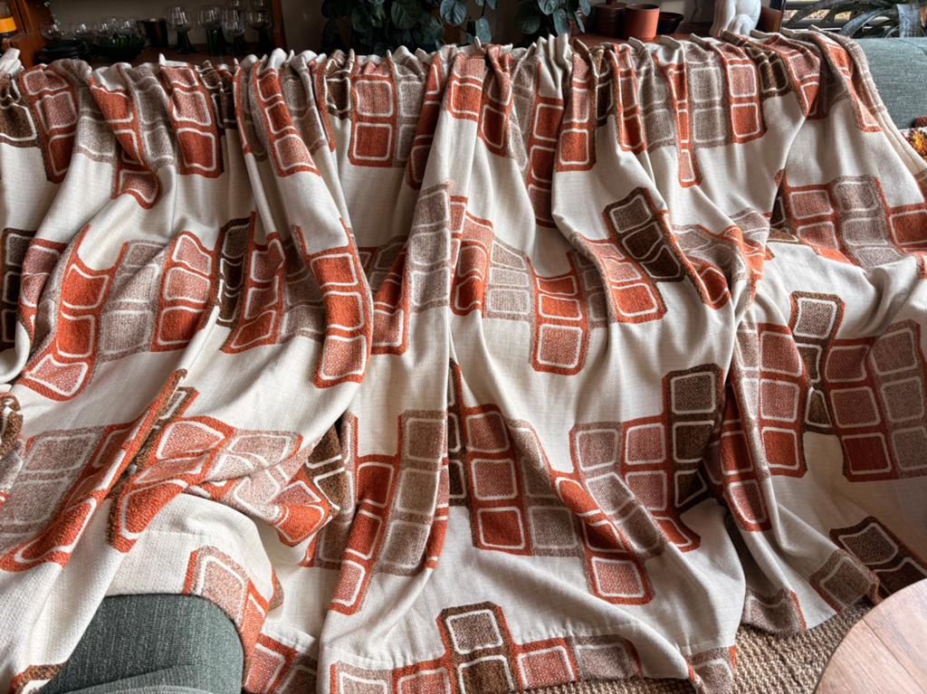 Super toffe vintage retro 70s gordijnen, 6 meter breed!, Huis en Inrichting, Stoffering | Gordijnen en Lamellen, Vintage, retro, spage age, mid century