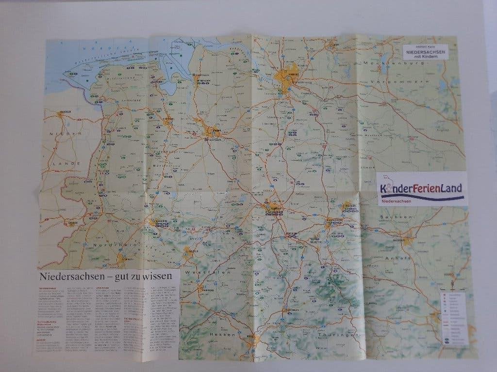 landkaart KINDERFERIENLAND NIEDERSACHSEN, Ophalen of Verzenden, Duitsland, 1800 tot 2000, Landkaart