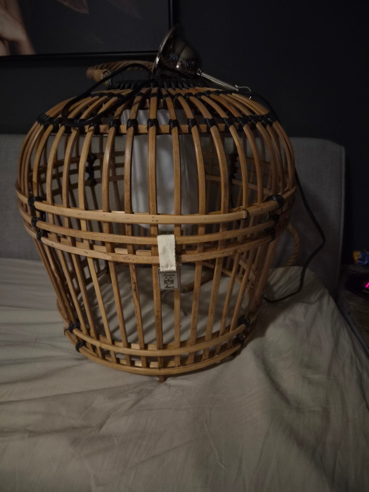 Rivièra Maison Rattan Hanglamp, Landelijk, Bohemian, Natuurlijk materiaal, Zo goed als nieuw, E27 (groot)