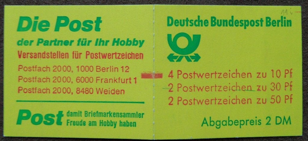 Postzegelboekje Duitsland – Berlin  Boekje 11i met telblok, Ophalen of Verzenden, BRD, Postfris