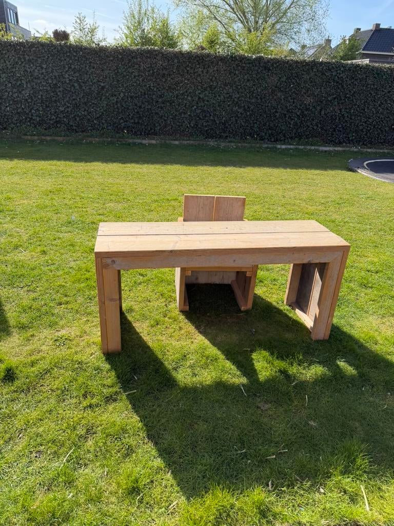 Bureautje met stoel voor kinderen, Tuin en Terras, Picknicktafels, Ophalen, Zo goed als nieuw, Rechthoekig, Hout
