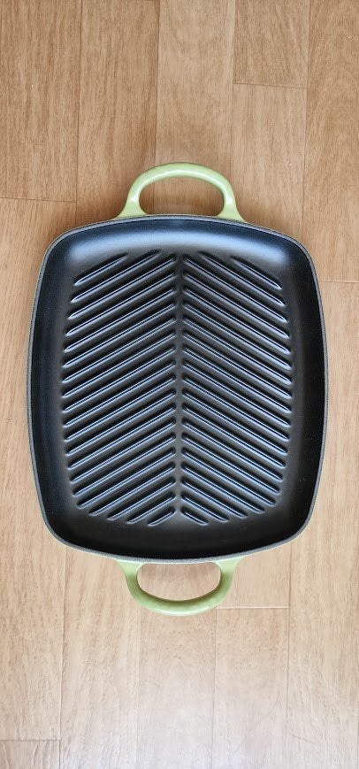 Le Creuset Gietijzeren groene rechthoekige grillplaat, Gietijzer, Overige typen, Nieuw, Le Creuset