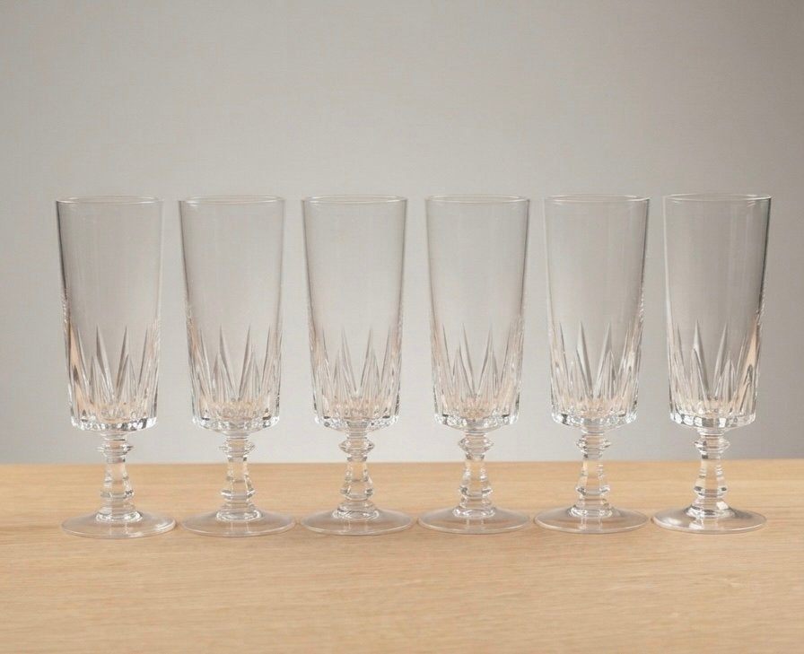 6 kristallen flutes van Cristal d’Arques (Louvre), Ophalen of Verzenden