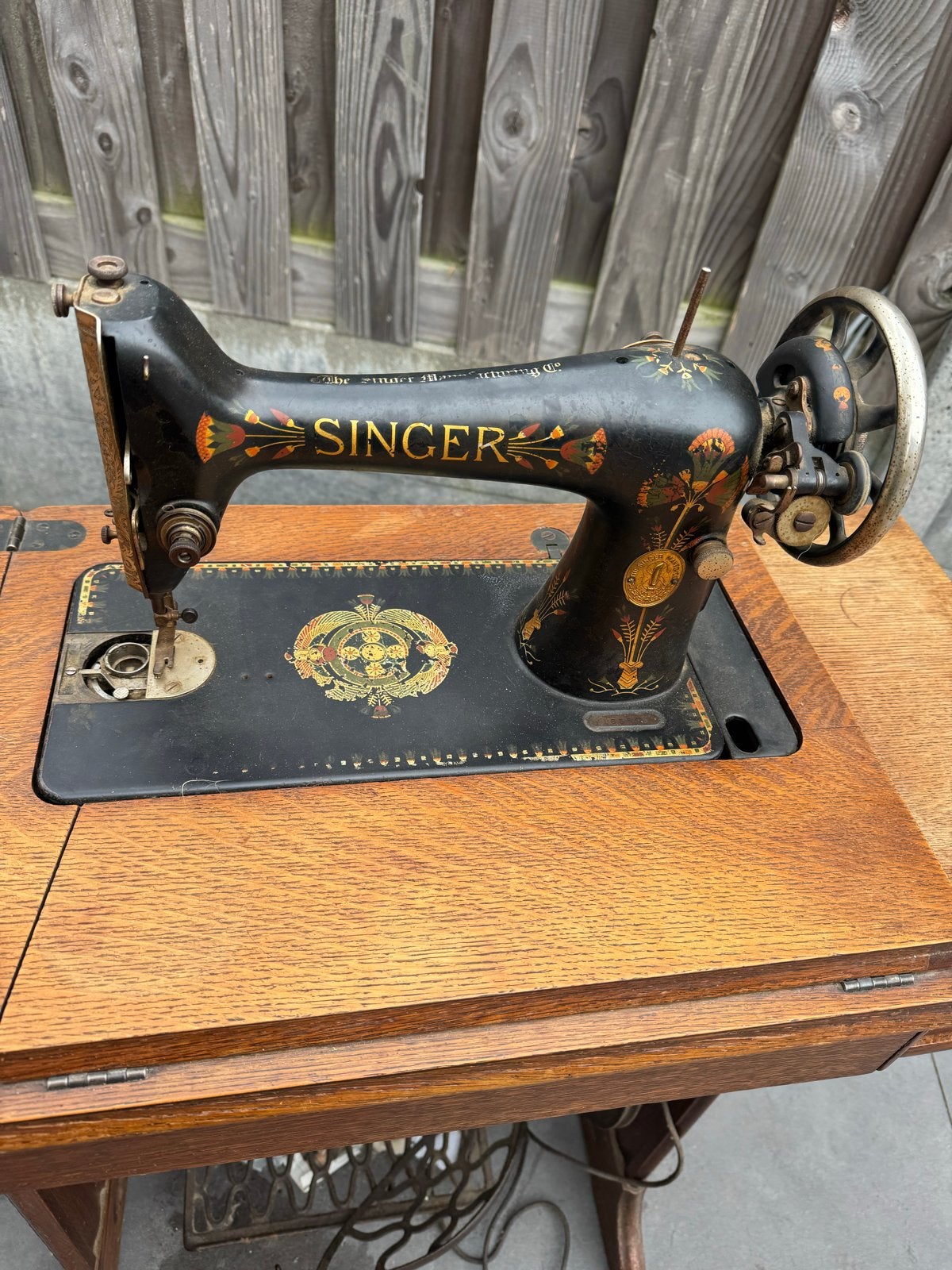 Antieke Singer Naaimachine met Houten Tafel, Ophalen of Verzenden