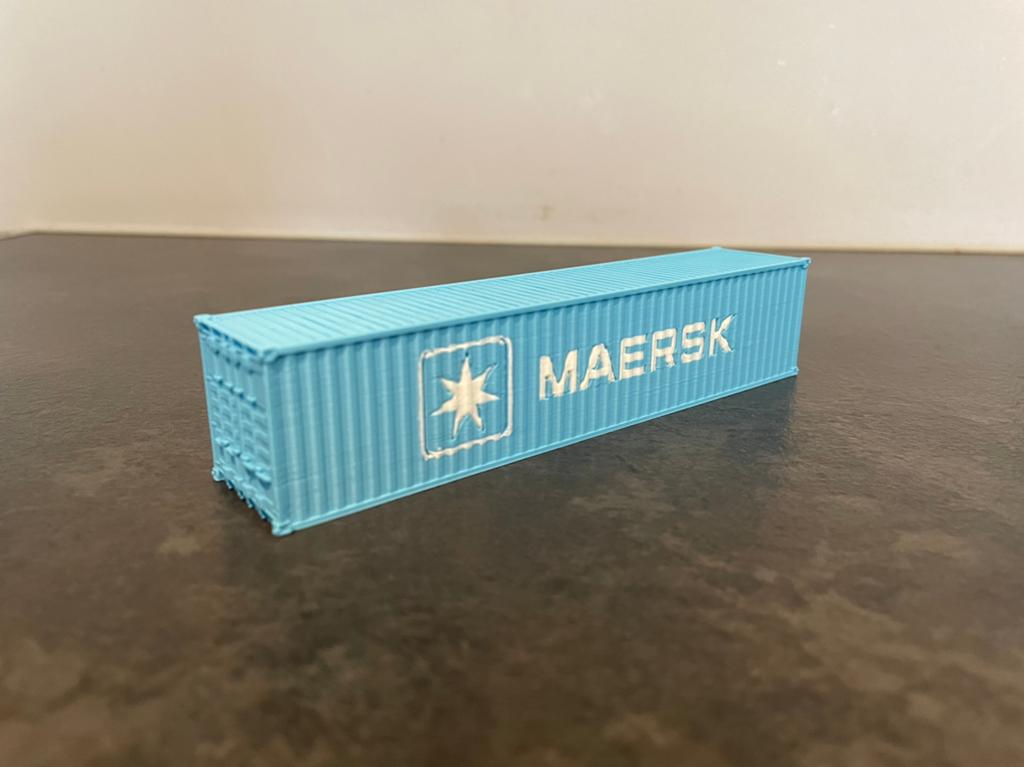 Maersk lichtblauw 40ft container HO 1:87, Overige merken, Gelijkstroom of Wisselstroom, Brug, Tunnel of Gebouw, Nieuw