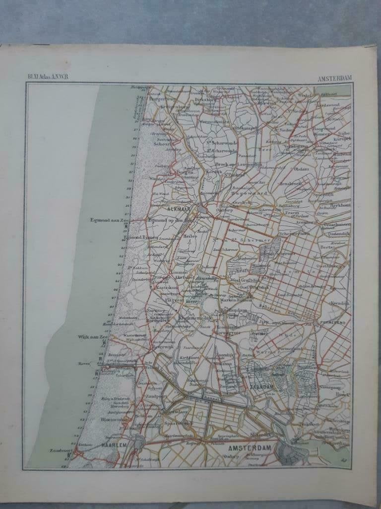 011 / plattegrond van de ANWB Amsterdam ( rond 1900 ), Boeken, Atlassen en Landkaarten, Gelezen, Ophalen of Verzenden, Landkaart