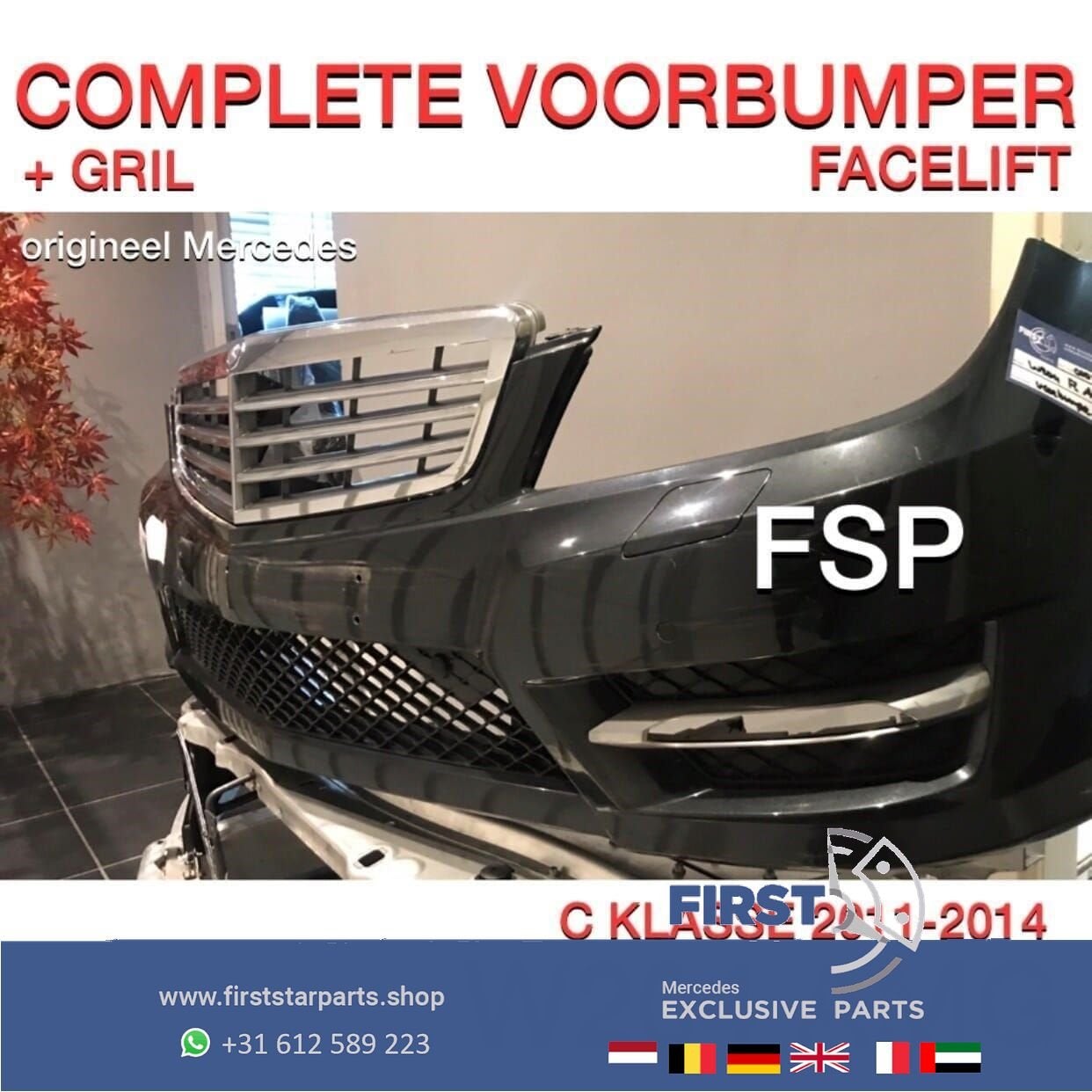 W204 C204 Mercedes C Klasse FACELIFT AMG VOORBUMPER COMPLEET, Gebruikt, -, Voor, Ophalen of Verzenden