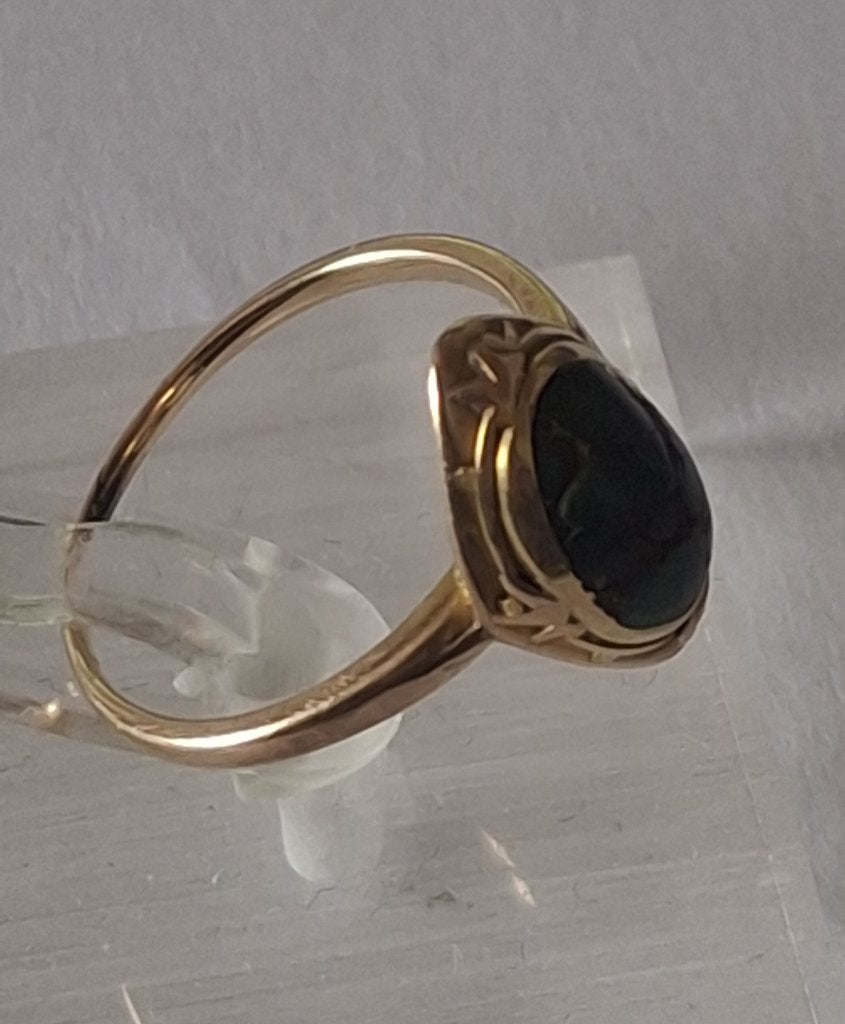 14 karaat gouden ring met Turkois, Sieraden, Tassen en Uiterlijk, Ringen, Gebruikt, Ophalen of Verzenden, 17 tot 18, Met edelsteen