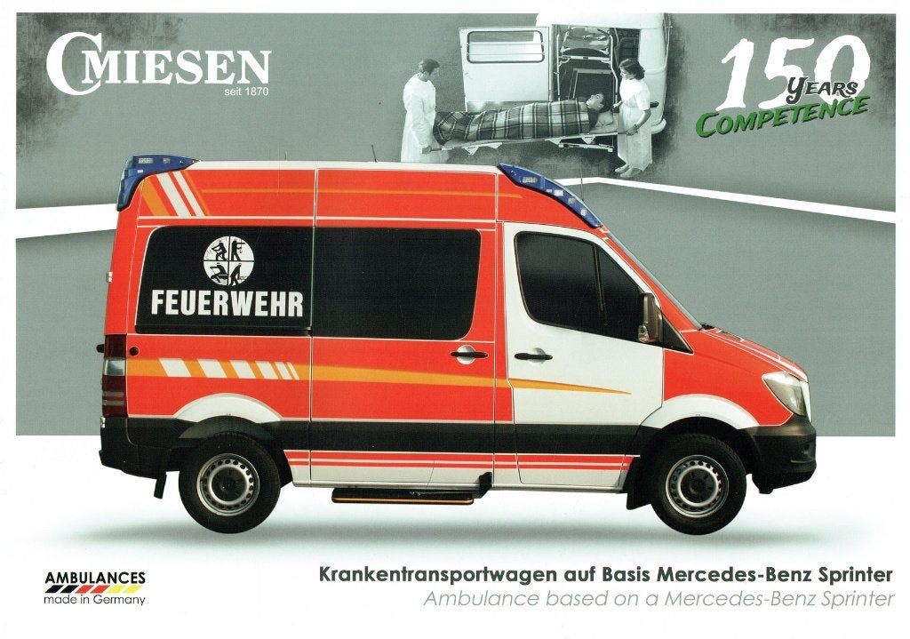 Folder Miesen Mercedes Sprinter Krankentransportwagen (2016), Verzenden, Zo goed als nieuw, Mercedes