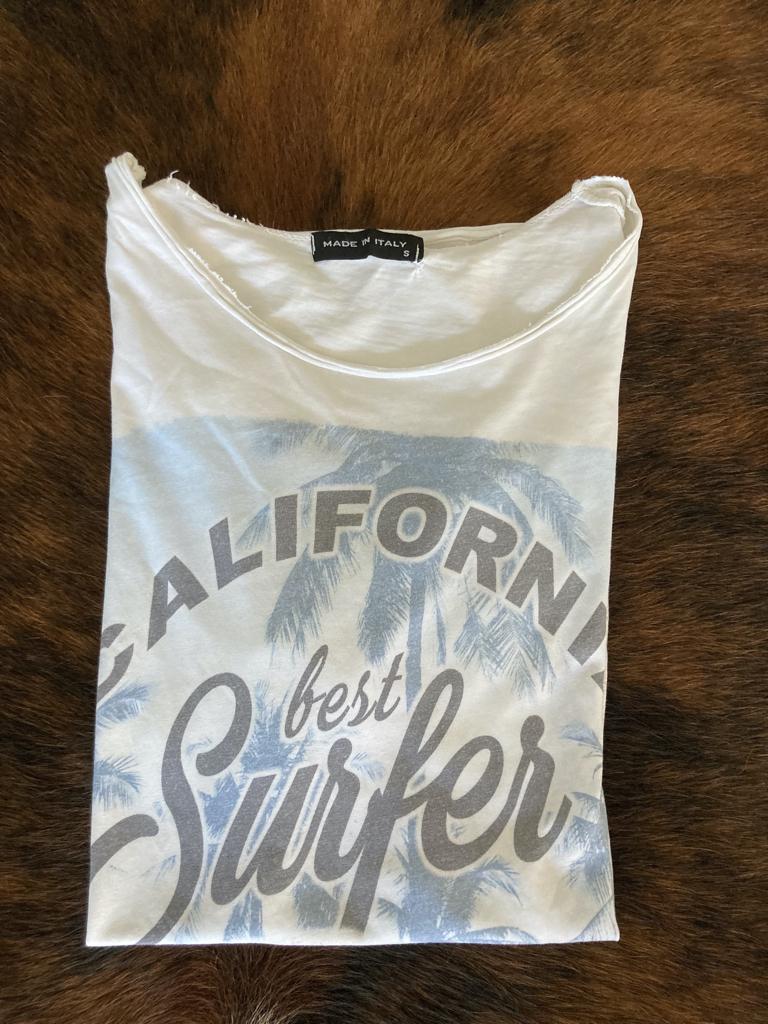 t-shirt wit - S - leuke opdruk California best Surfer  , Ophalen of Verzenden, Gedragen, Maat 46 (S) of kleiner, Wit