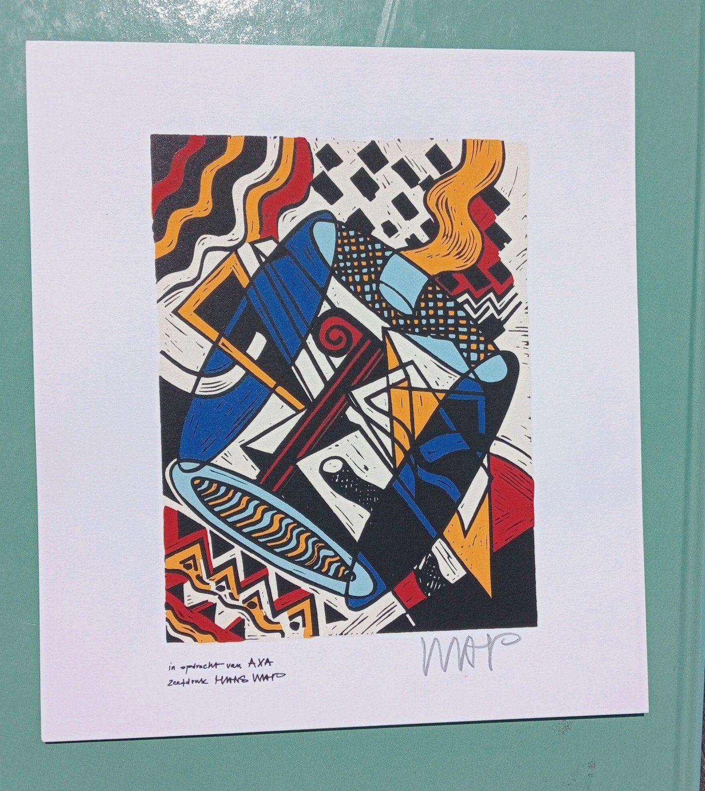 Zeefdruk Lithografie Hans Wap - Abstracte compositie, Ophalen of Verzenden