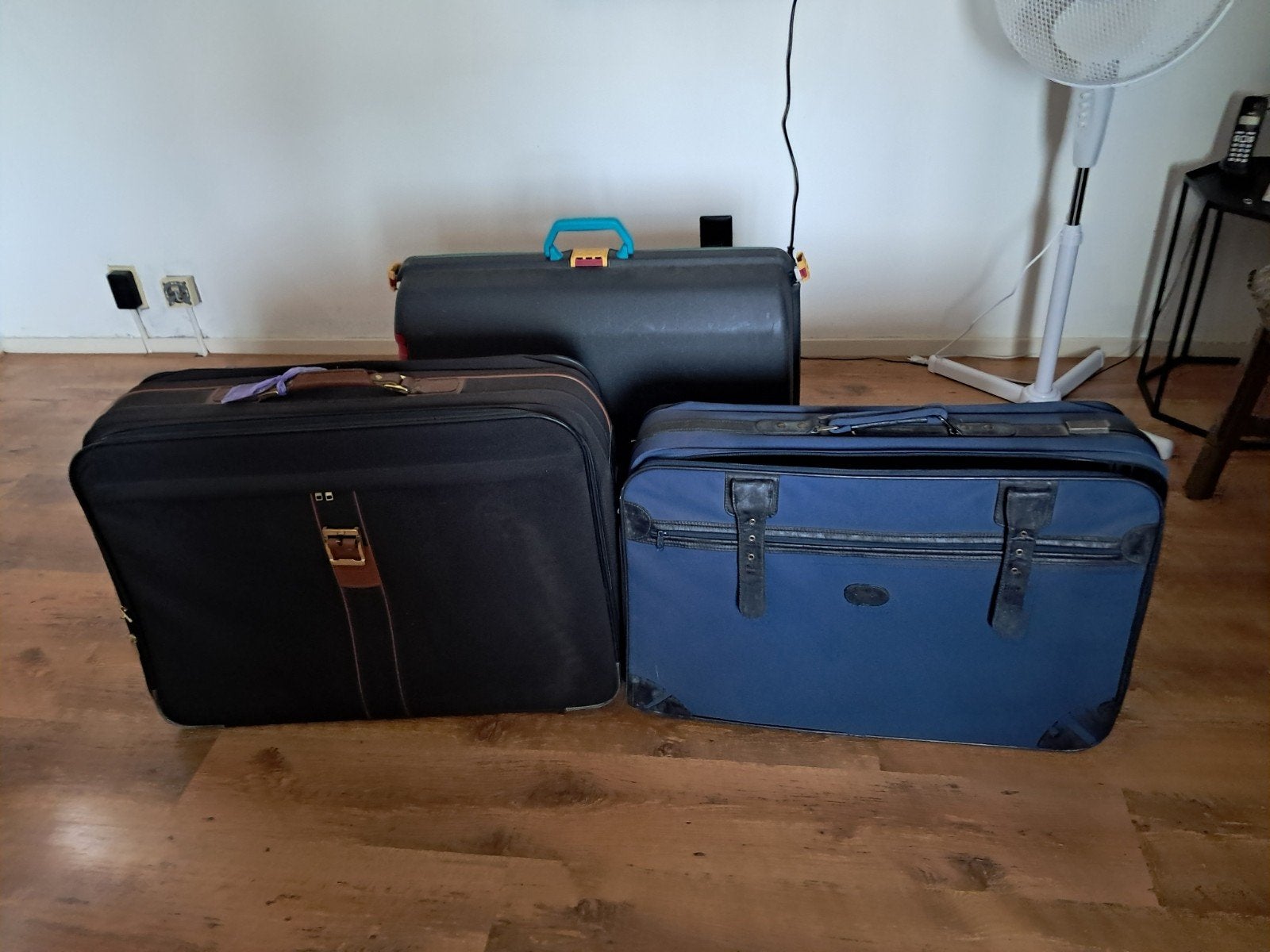 Set van 3 koffers:, Wieltjes, Gebruikt, Hard kunststof, 45 tot 55 cm