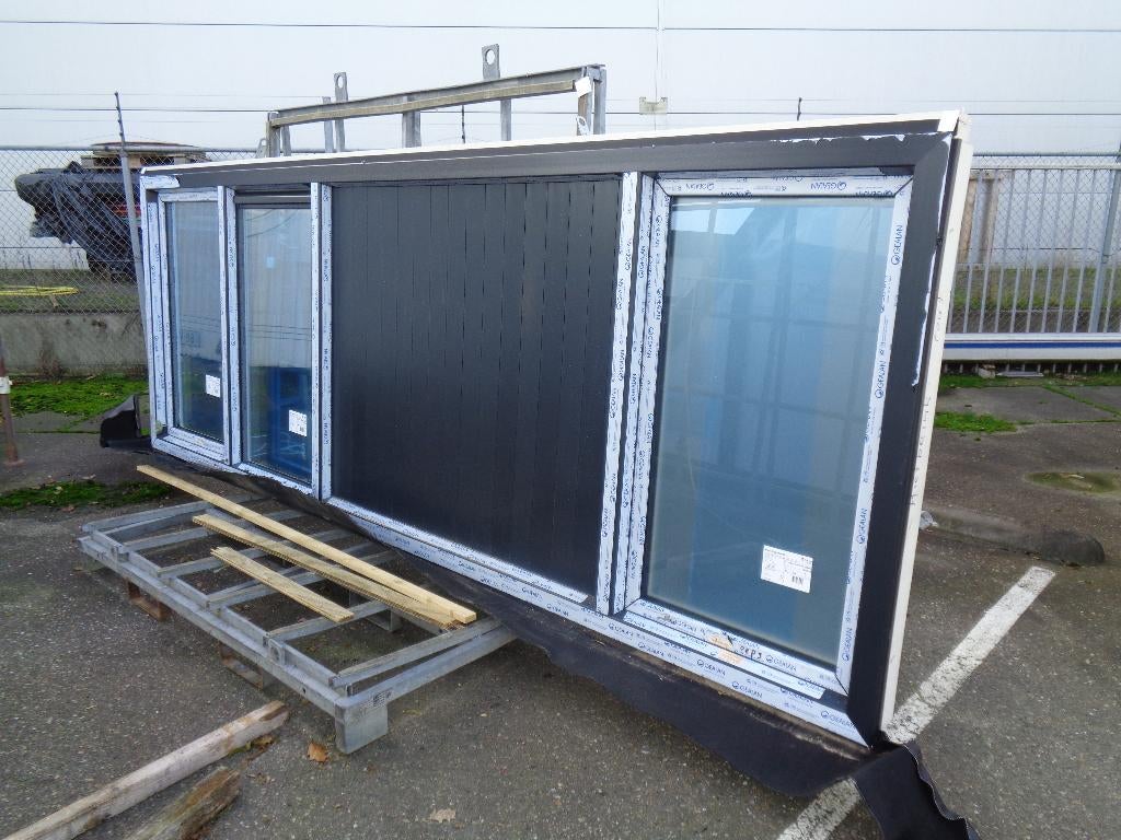 HEBO KUNSTSTOF KOZIJN 430X154 2Xdr.kiep+ 1x vast glas HR++, Doe-het-zelf en Verbouw, Ophalen, Kunststof, Nieuw, 150 tot 225 cm