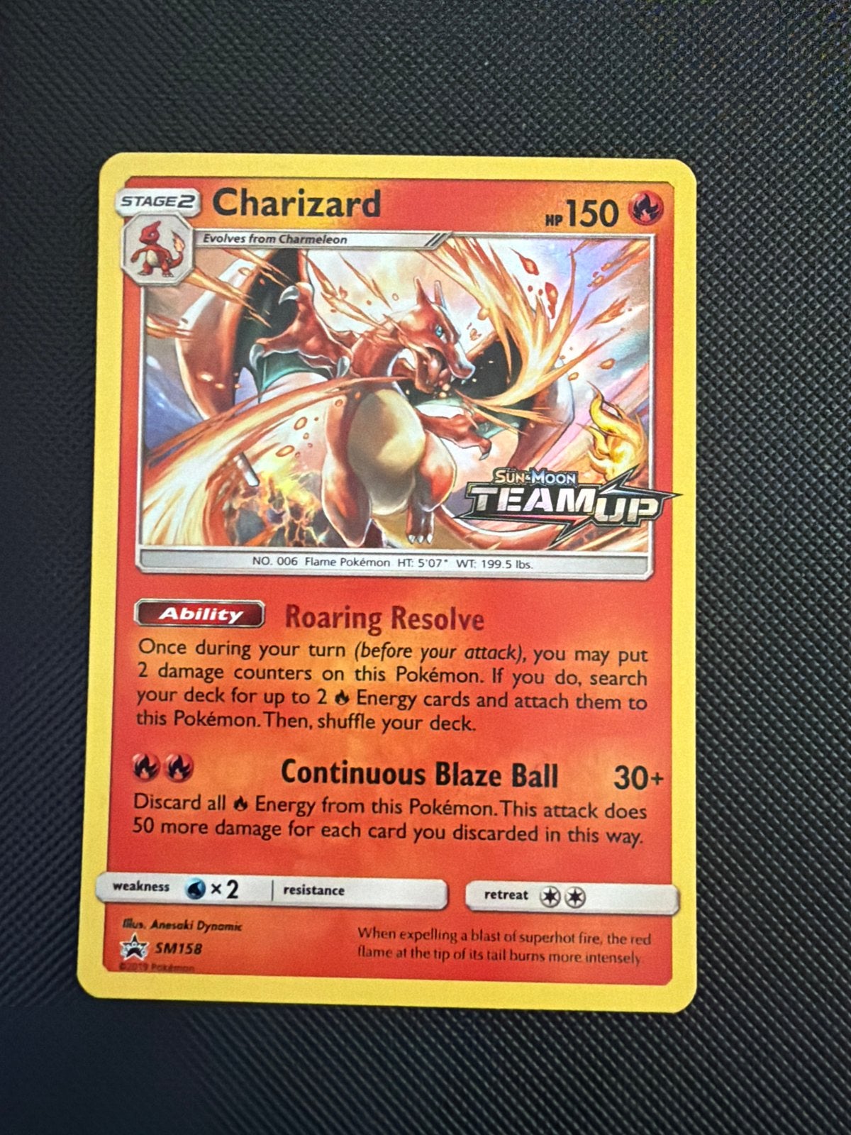 Pokémon Kaart: Charizard SM158 Team Up Promo, Ophalen of Verzenden, Zo goed als nieuw, Losse kaart