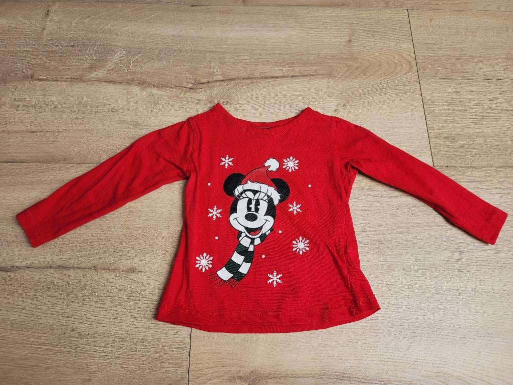 DISNEY rode Mickey kerst longsleeve maat 92 ~ MP3015, Kinderen en Baby's, Kinderkleding | Maat 92, Disney, Gebruikt, Ophalen of Verzenden