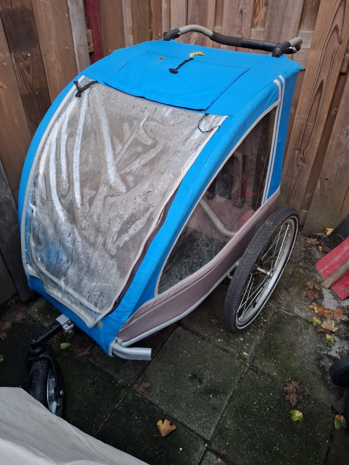 Blauwe Fietskar - Kinderkar, Ophalen, Gebruikt
