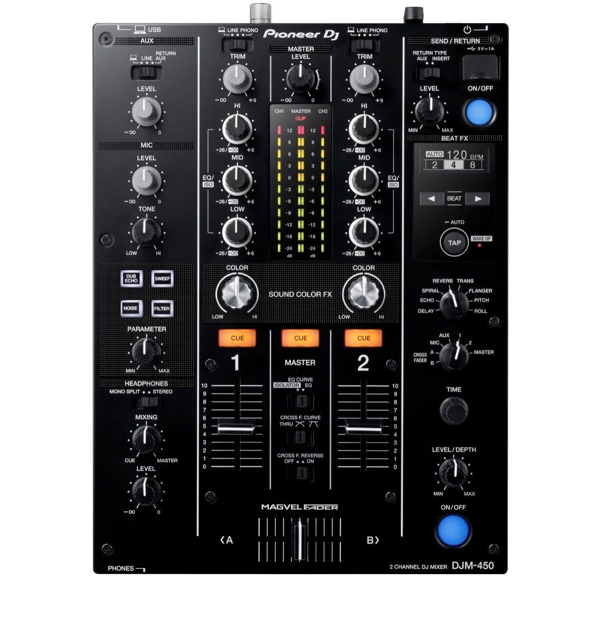 Pioneer DJ DJM-450 DJ mixer met Thon flightcase NIEUWSTAAT, Ophalen, Zo goed als nieuw, Dj-set, Pioneer