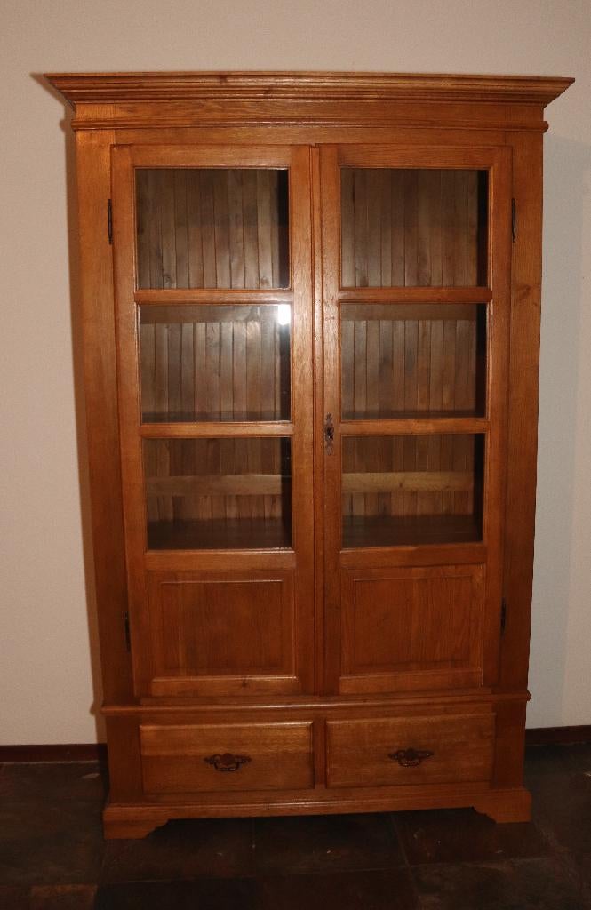 Eiken houten Vitrinekast, Ophalen, Glas, Gebruikt, Klassiek