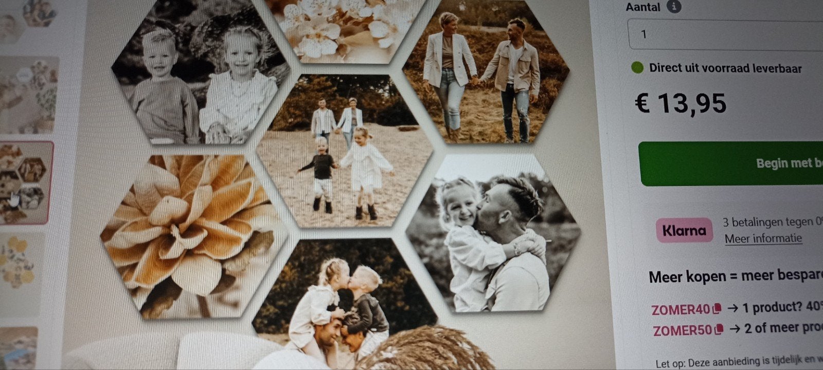 4 gratis Hexagon Fotobord Gepersonaliseerde Wanddecoratie, Overige materialen, Nieuw, Ophalen of Verzenden, Fotobord