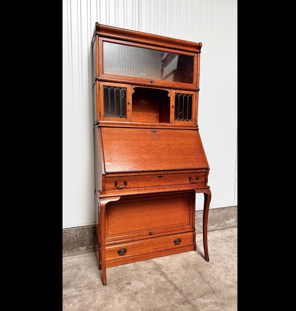 Globe Wernicke boekenkast met SECRETAIRE antiek 1910 bureau, Antiek en Kunst, Ophalen of Verzenden