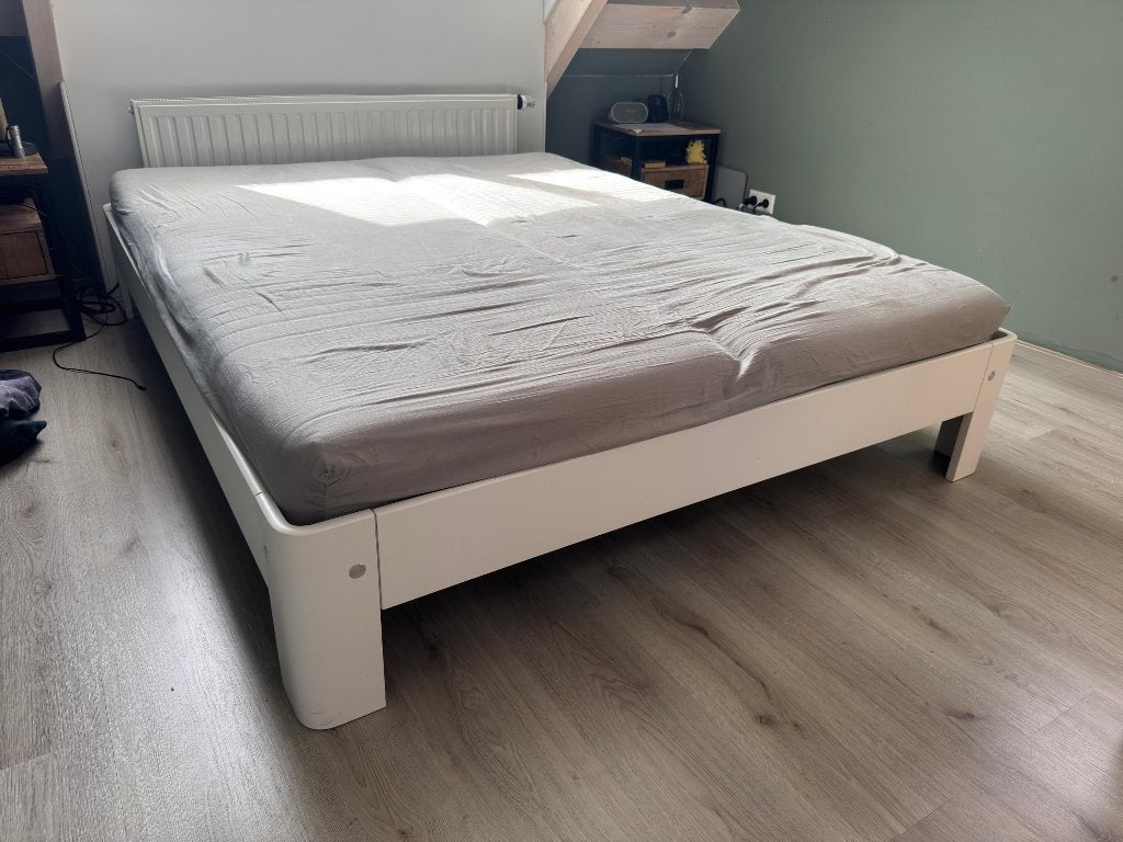 Auping bed 160x200, Ophalen, Gebruikt, Wit, Tweepersoons