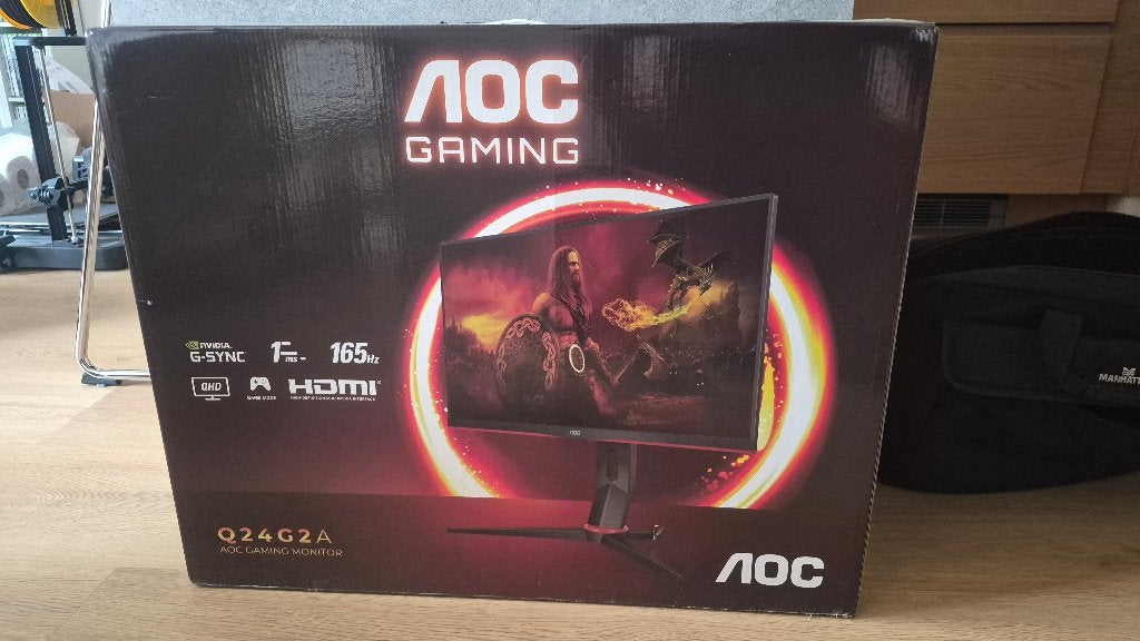 AOC Q24G2A 1440p 165Hz G-Sync met doos - Zo goed als nieuw, Computers en Software, Monitoren, Gaming, In hoogte verstelbaar, IPS