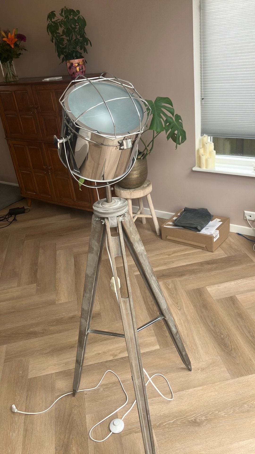 Staande lamp met dimmer, Huis en Inrichting, Lampen | Vloerlampen, Ophalen, Zo goed als nieuw, 150 tot 200 cm