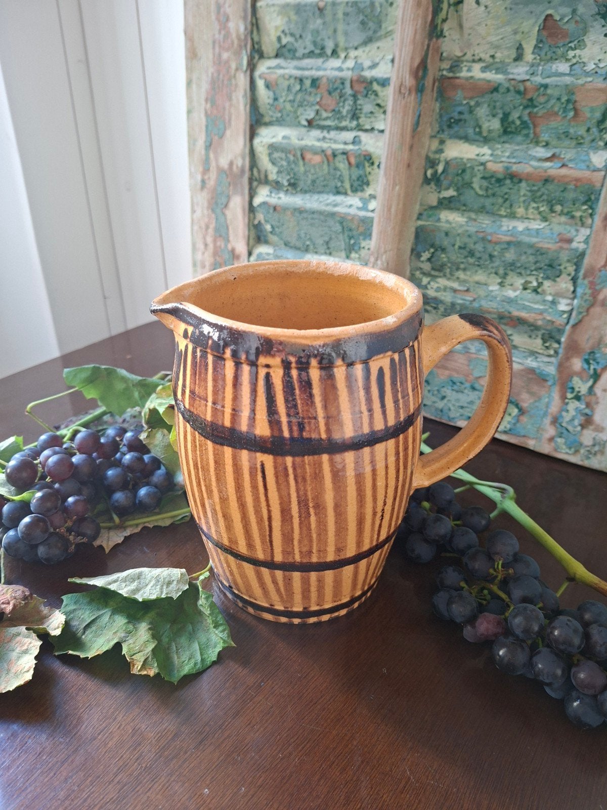 Titel:Vintage Franse terracotta kruik / pichet – Terre à Feu, Ophalen of Verzenden