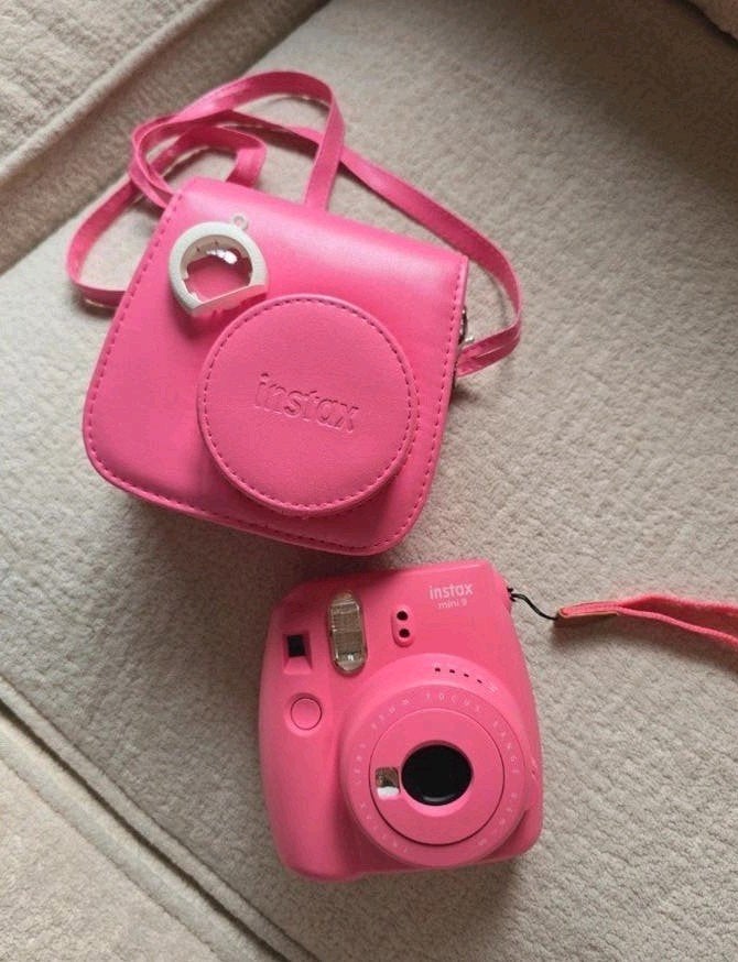 Fujifilm Instax Mini 9 Roze Instant Camera met Tasje, Ingebouwde flitser, Instant camera, Ophalen of Verzenden, Zo goed als nieuw