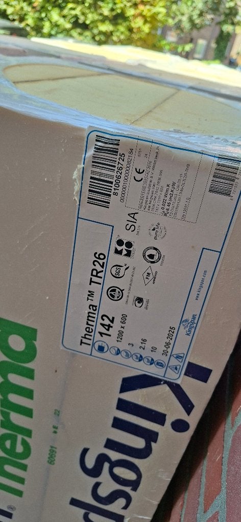 Kingspan Therma TR26 PIR Isolatie 142mm - 17.28m2, 12 cm of meer, Nieuw, Hardschuim (Pir), 15 m² of meer