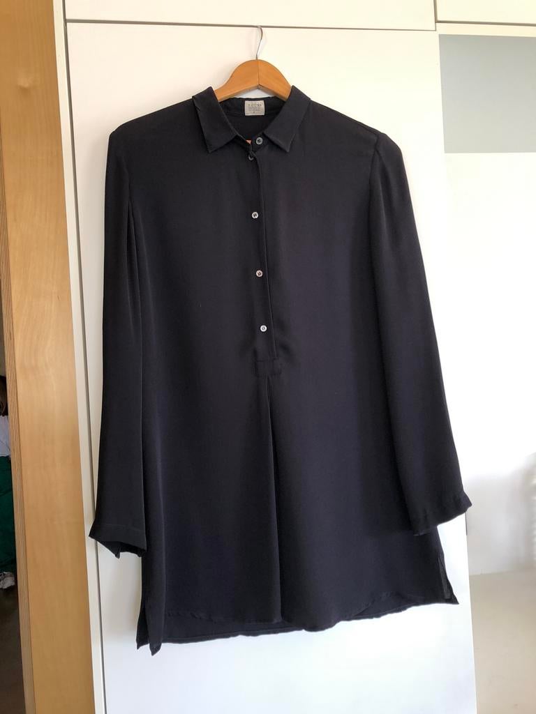 Blauwe tuniek blouse Pauw mt 3 // 100% zijde, Verzenden, Zo goed als nieuw, Maat 38/40 (M), Blauw