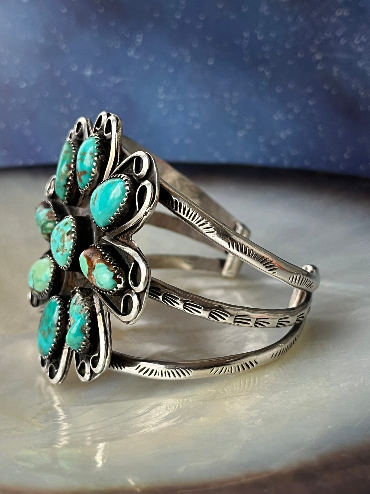 Mooie forse zilveren Navajo armband, turkoois, Ophalen of Verzenden, Zilver, Armband, Met edelsteen