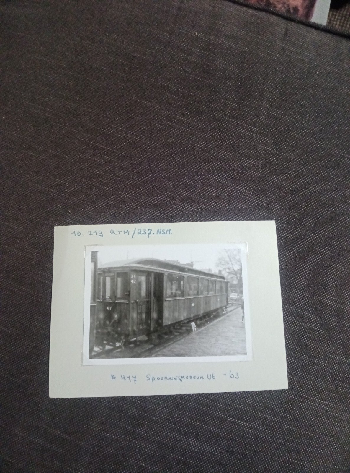 Zwart-wit foto RTM tram Spoorwegmuseum Utrecht, Verzamelen, Ophalen of Verzenden, Gebruikt, Tram, Kaart of Prent
