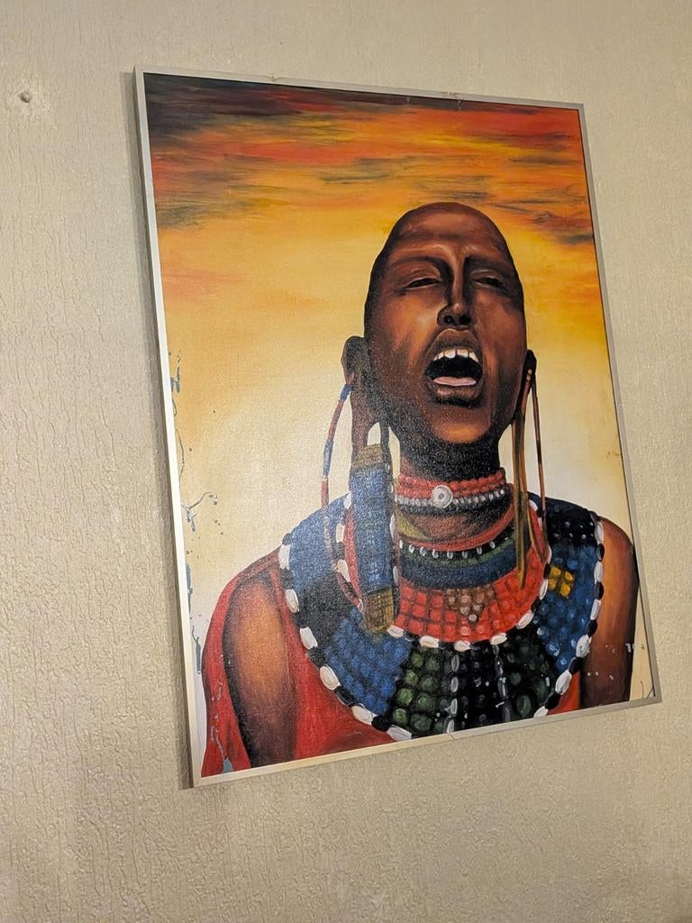 Schilderij Afrikaanse Vrouw - Uniek Kunstwerk, Ophalen of Verzenden