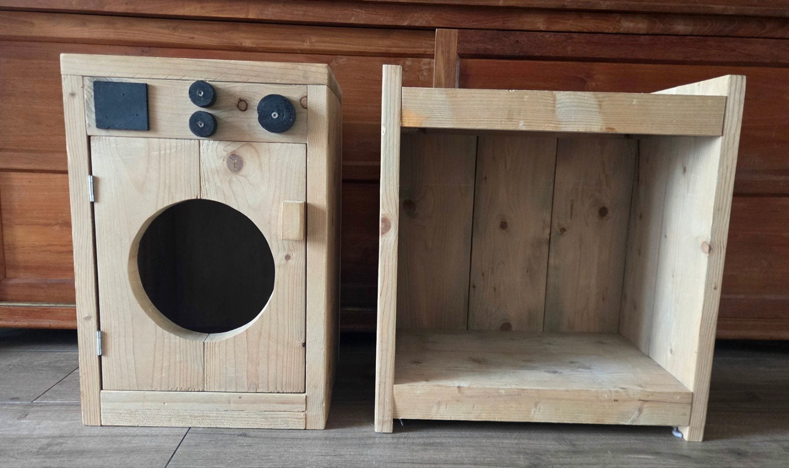 Steigerhouten Speelgoed Wasmachine en Commode Set, Ophalen, Gebruikt, Meubelstuk of Keukentje