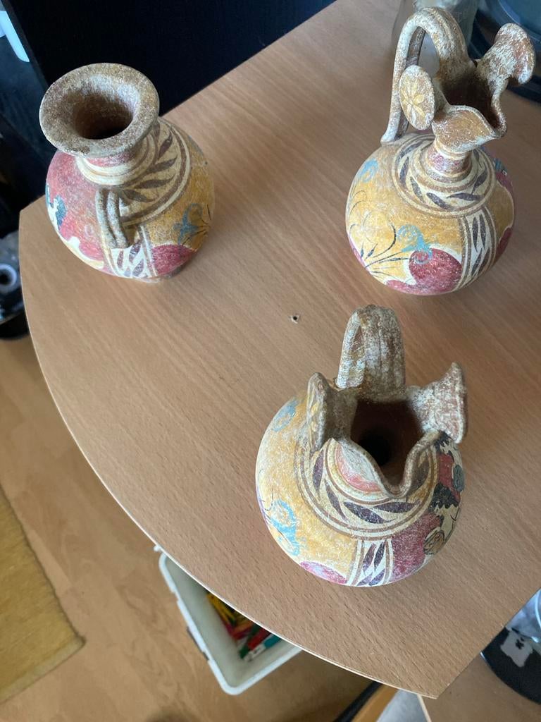 Set van 3 handgeschilderde Griekse vazen, Antiek en Kunst, Ophalen of Verzenden