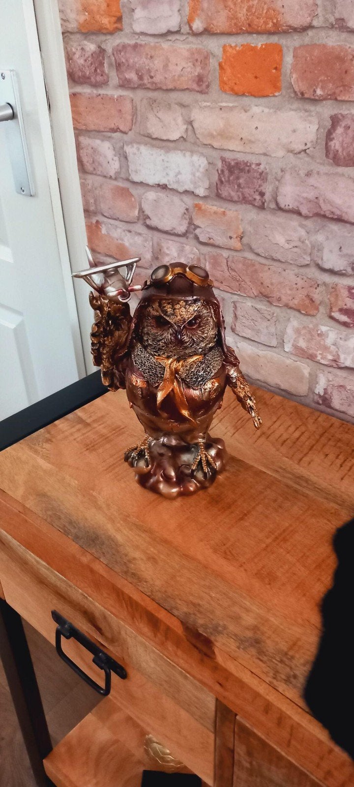 Steampunk:25cm Piloot Uil Beeld♥️SALE VERKOOP♥️, Ophalen of Verzenden, Nieuw, Dier